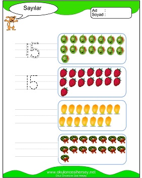 okul öncesi 1 sayısı çizgi çalışması